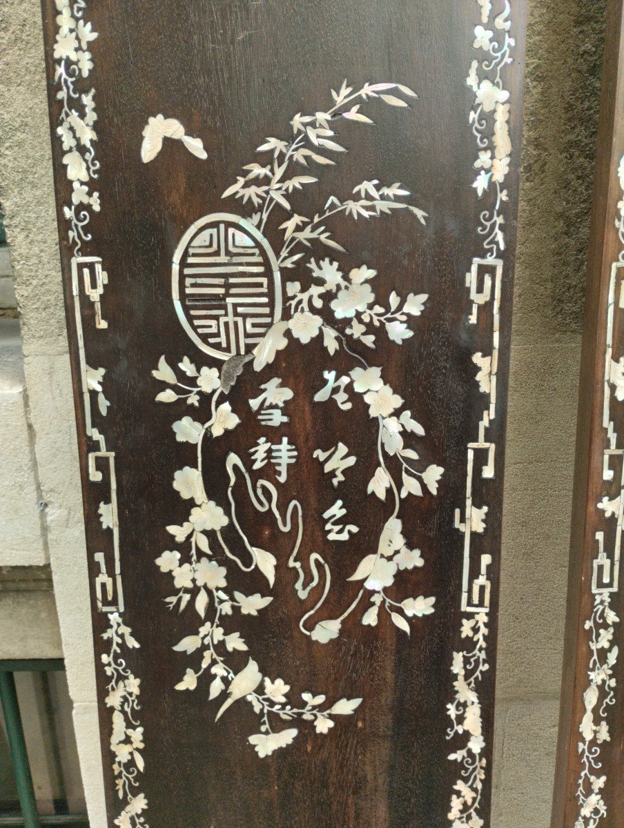 Pair Of Panels - Ironwood - Mother-of-pearl - China - C. 1900.-photo-3