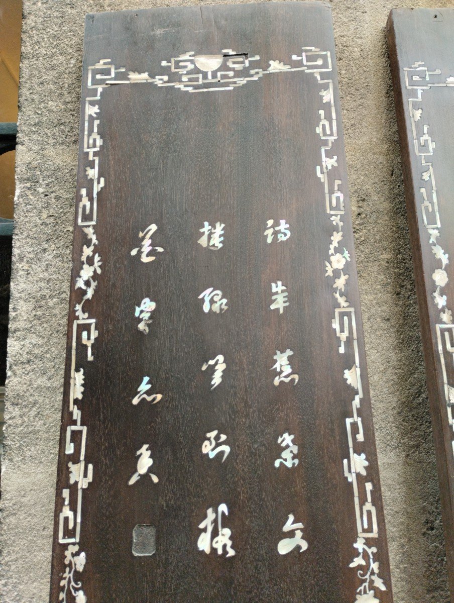 Pair Of Panels - Ironwood - Mother-of-pearl - China - C. 1900.-photo-2