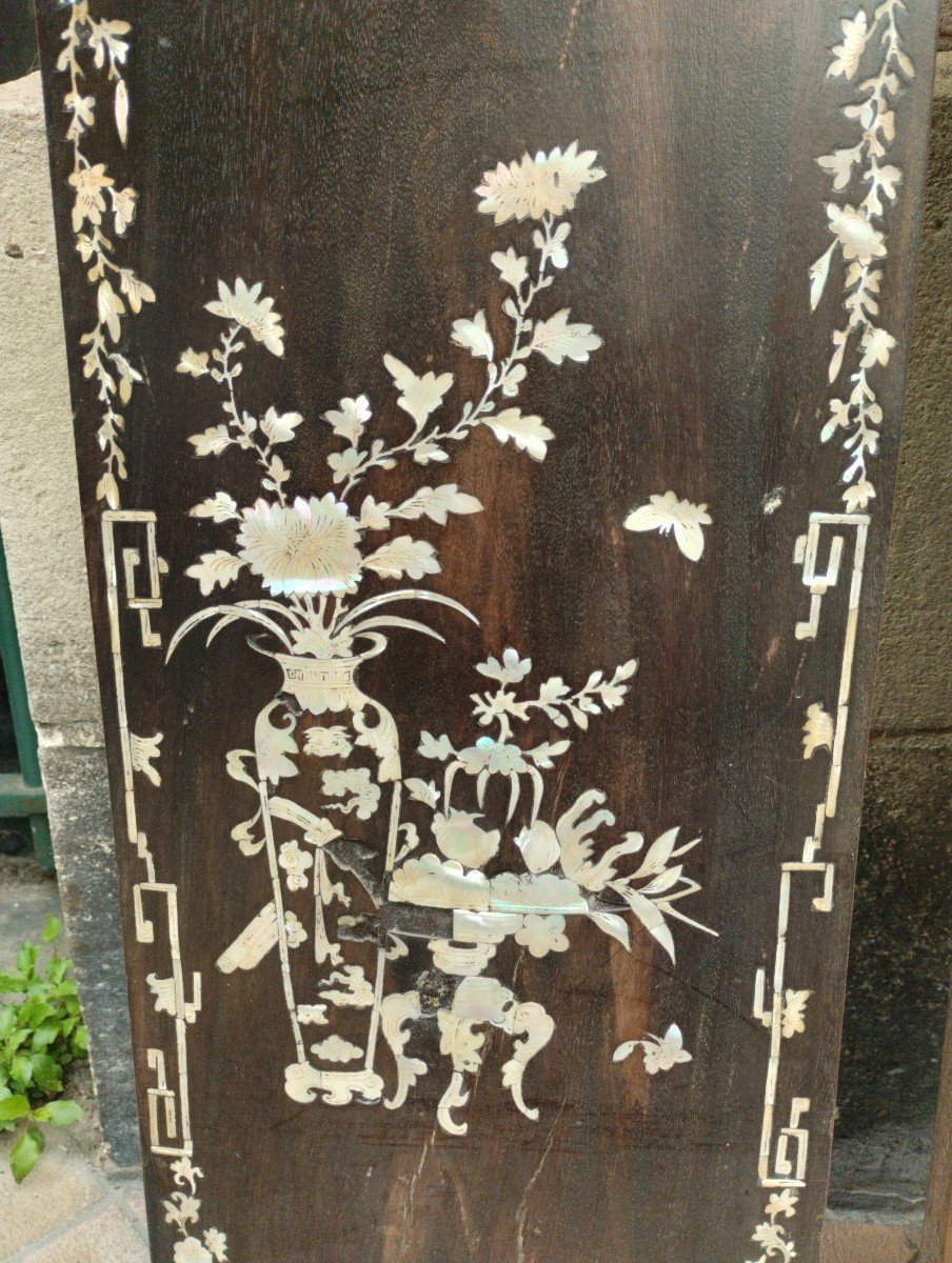 Pair Of Panels - Ironwood - Mother-of-pearl - China - C. 1900.-photo-5