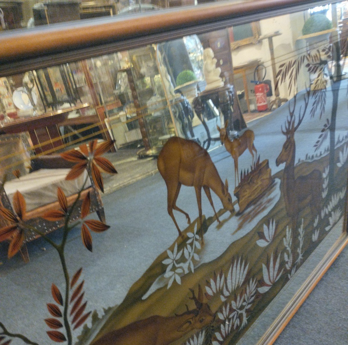 Panel - Mirror - Verre églomisé - Hunting - C. 1950-photo-6