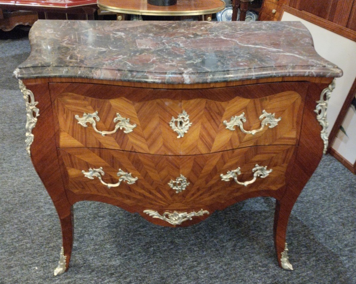 Commode Sauteuse - Bois De Rose - Louis XV- Fin XIXe S.