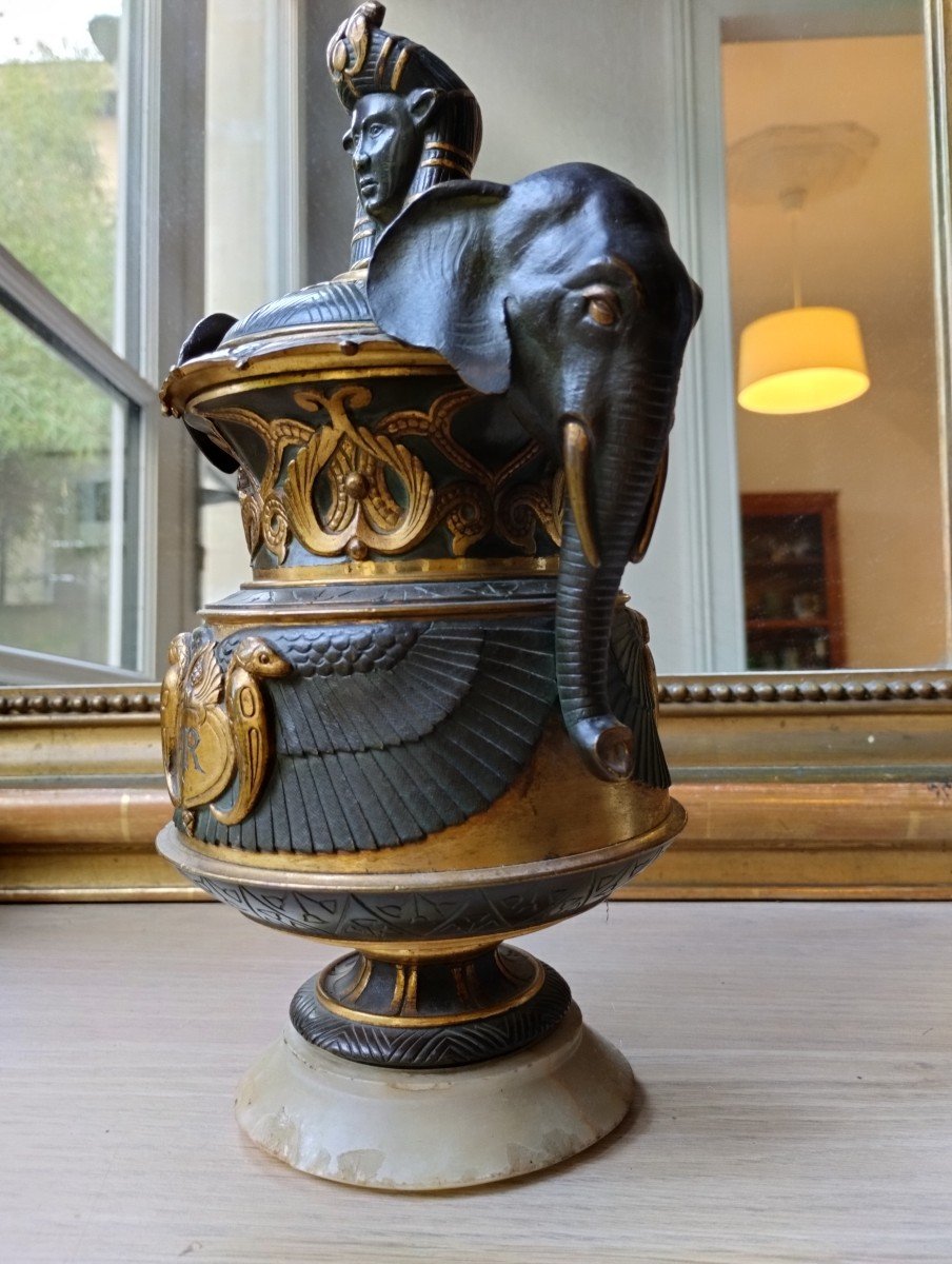 Pot- Covered - Bronze - Egypt - Giuseppe Parvis - V. 1880.-photo-1