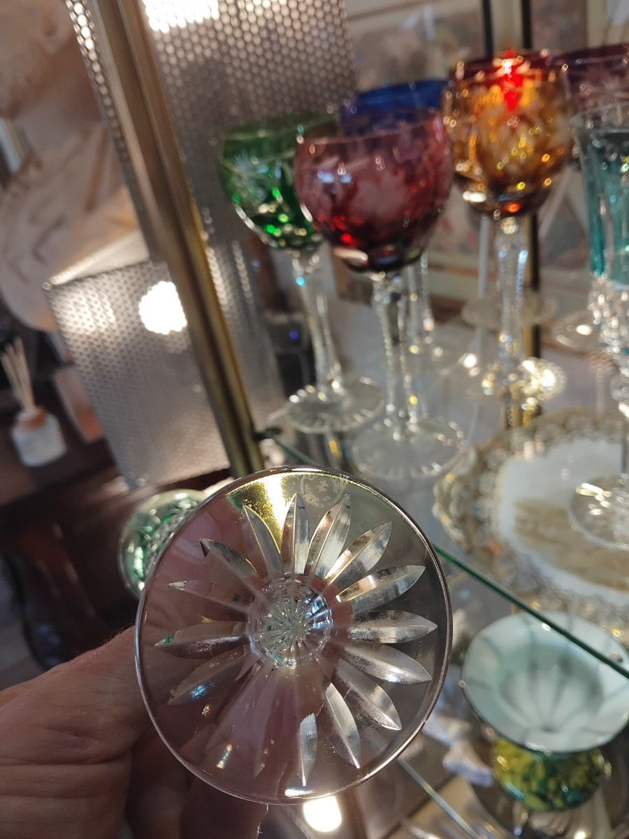 Suite de six flûtes à  champagne - Cristallerie de Lorraine - v . 1970-photo-3