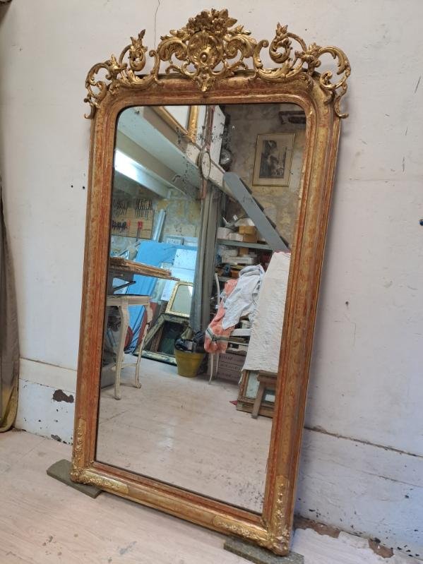 Mirror - Gilded Wood - Louis Philippe - C. 1880-photo-1