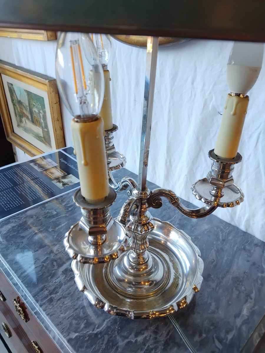 Bouillotte Lamp - Silvered Bronze - Late 19th Century-photo-2