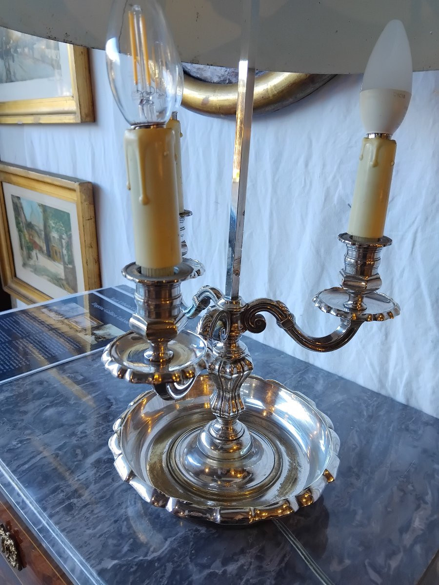 Bouillotte Lamp - Silvered Bronze - Late 19th Century-photo-3