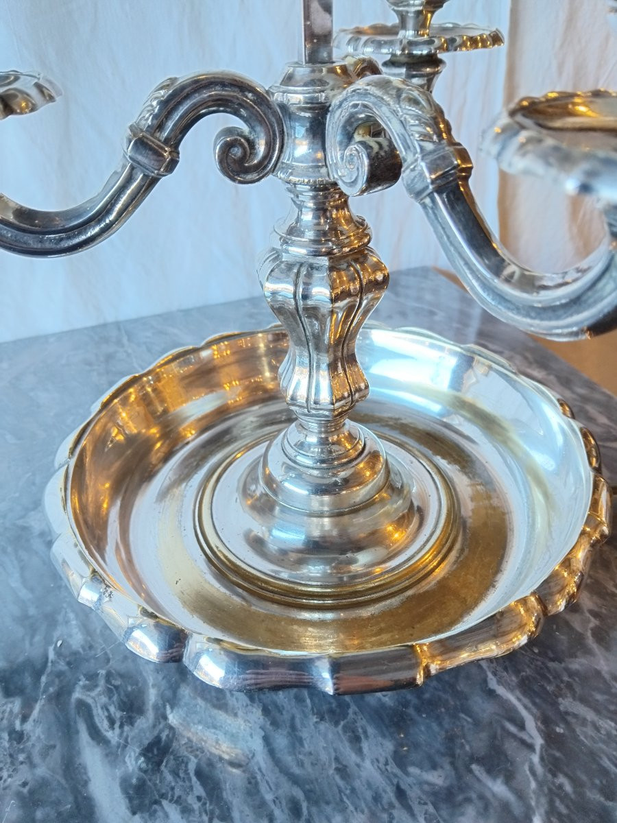 Bouillotte Lamp - Silvered Bronze - Late 19th Century-photo-4