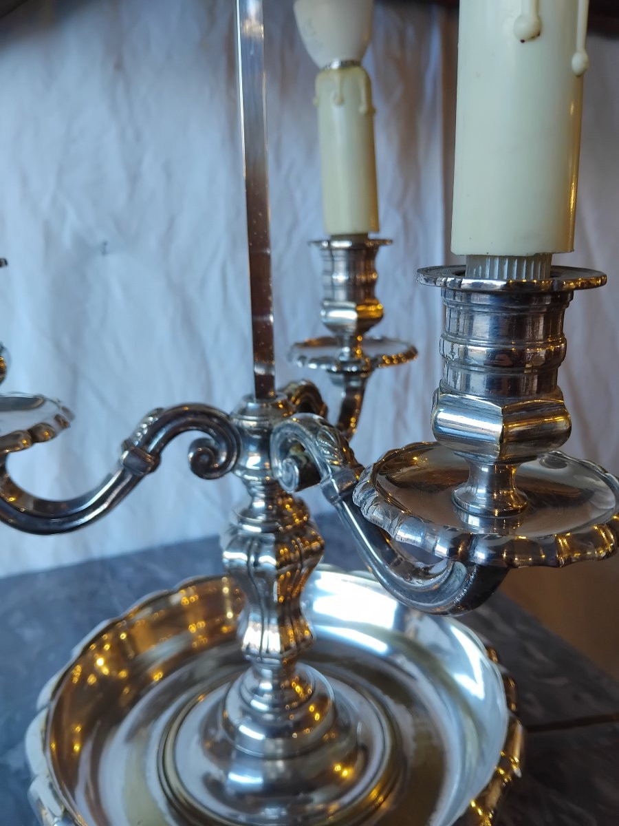 Bouillotte Lamp - Silvered Bronze - Late 19th Century-photo-3
