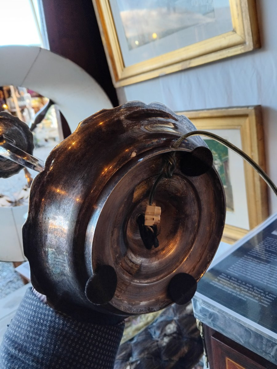 Bouillotte Lamp - Silvered Bronze - Late 19th Century-photo-4