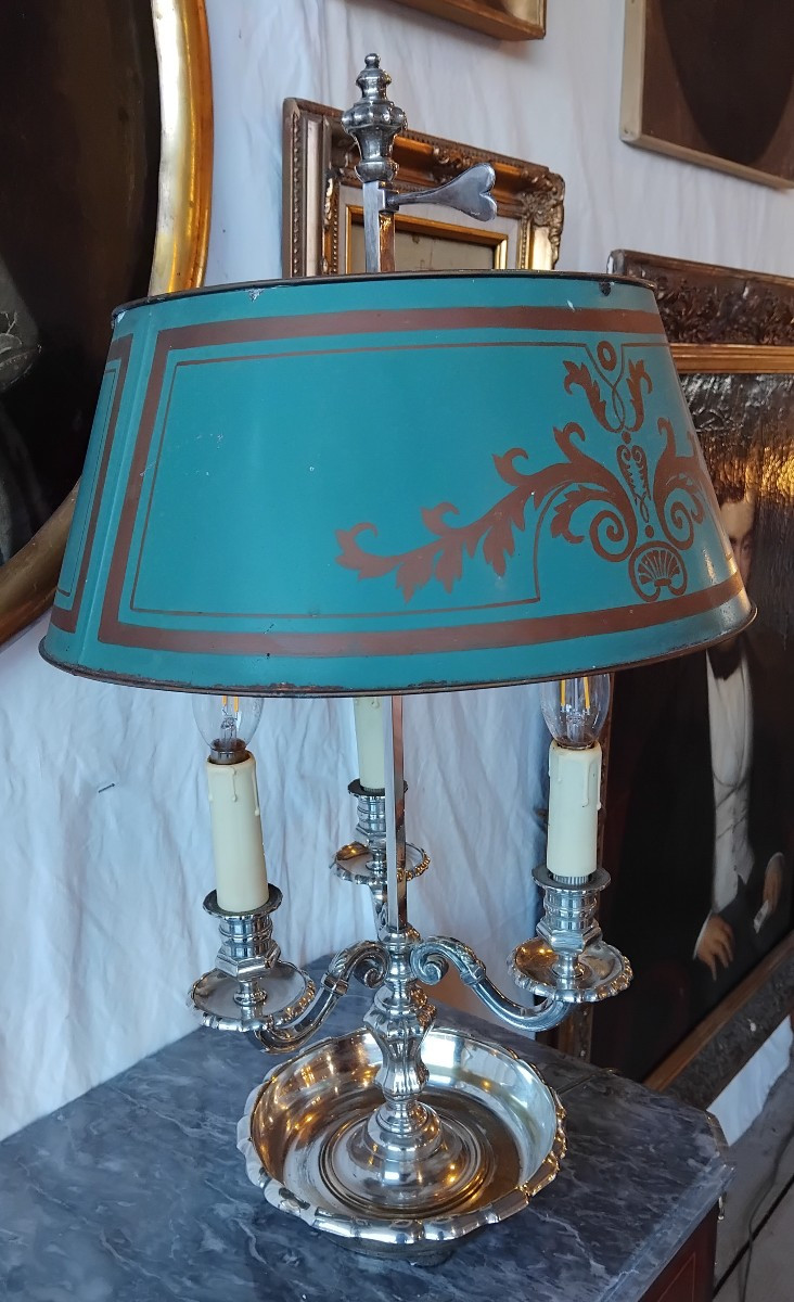 Bouillotte Lamp - Silvered Bronze - Late 19th Century