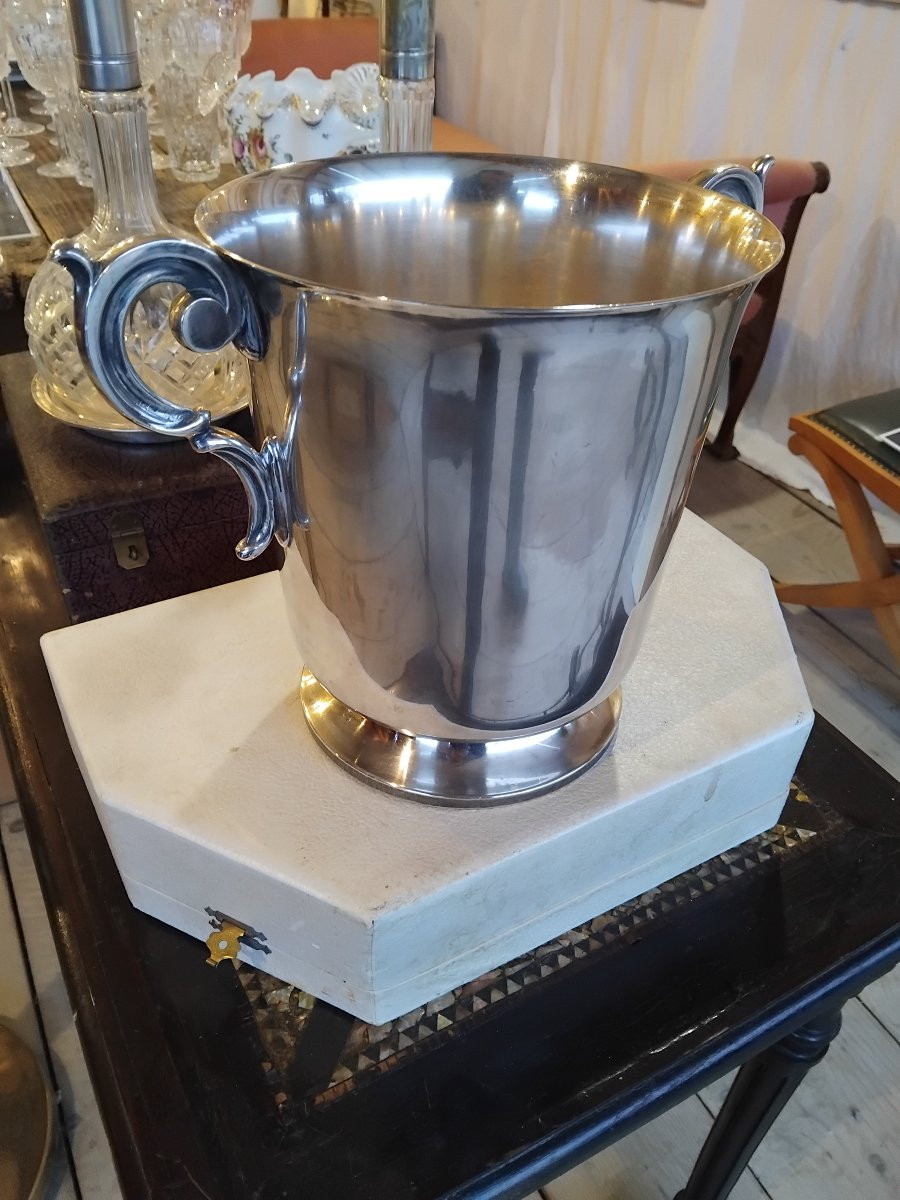 Champagne Bucket - Silver-plated Metal - Reneka Silversmith - Strasbourg - C. 1970-photo-2