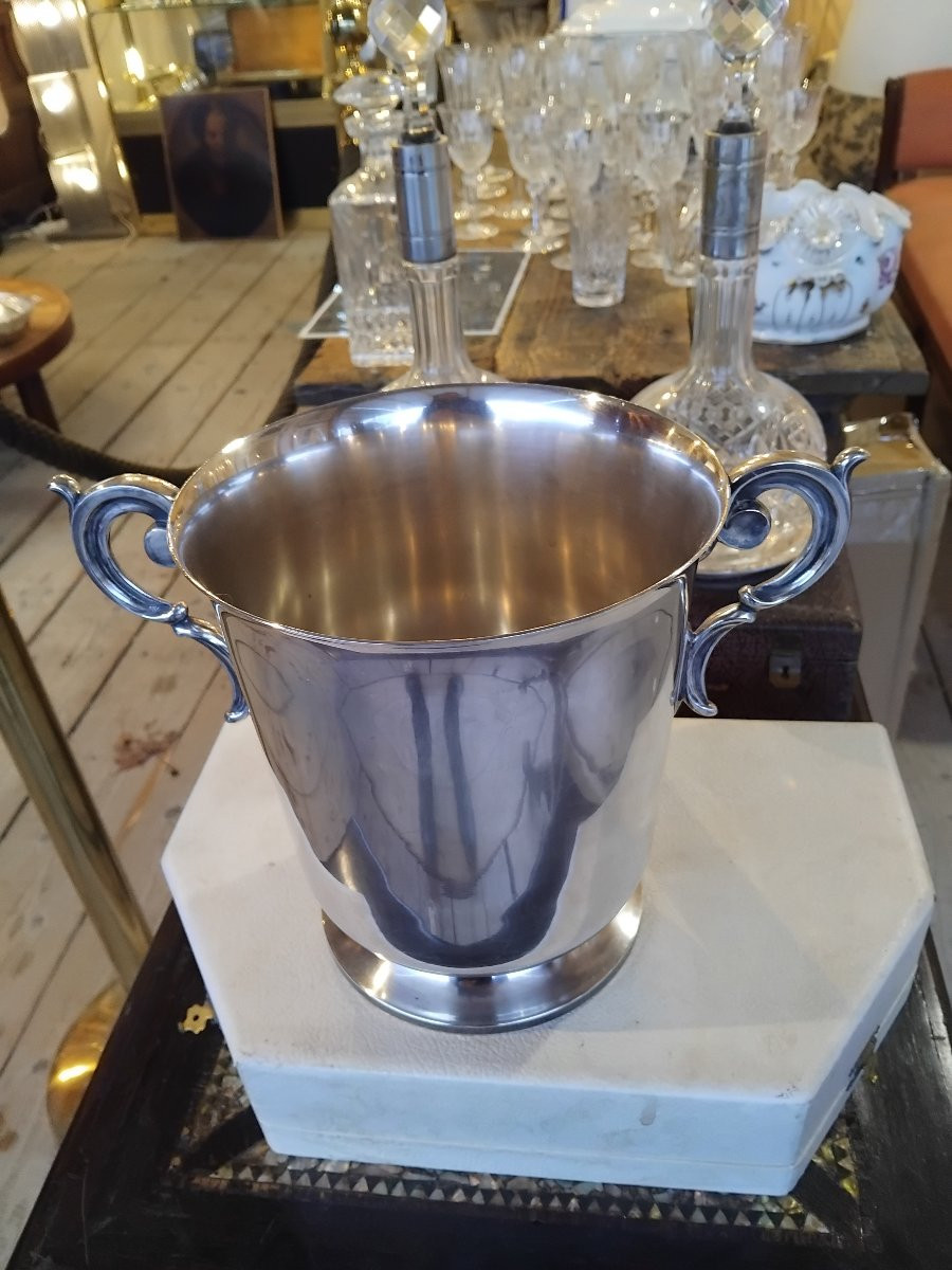Champagne Bucket - Silver-plated Metal - Reneka Silversmith - Strasbourg - C. 1970-photo-3