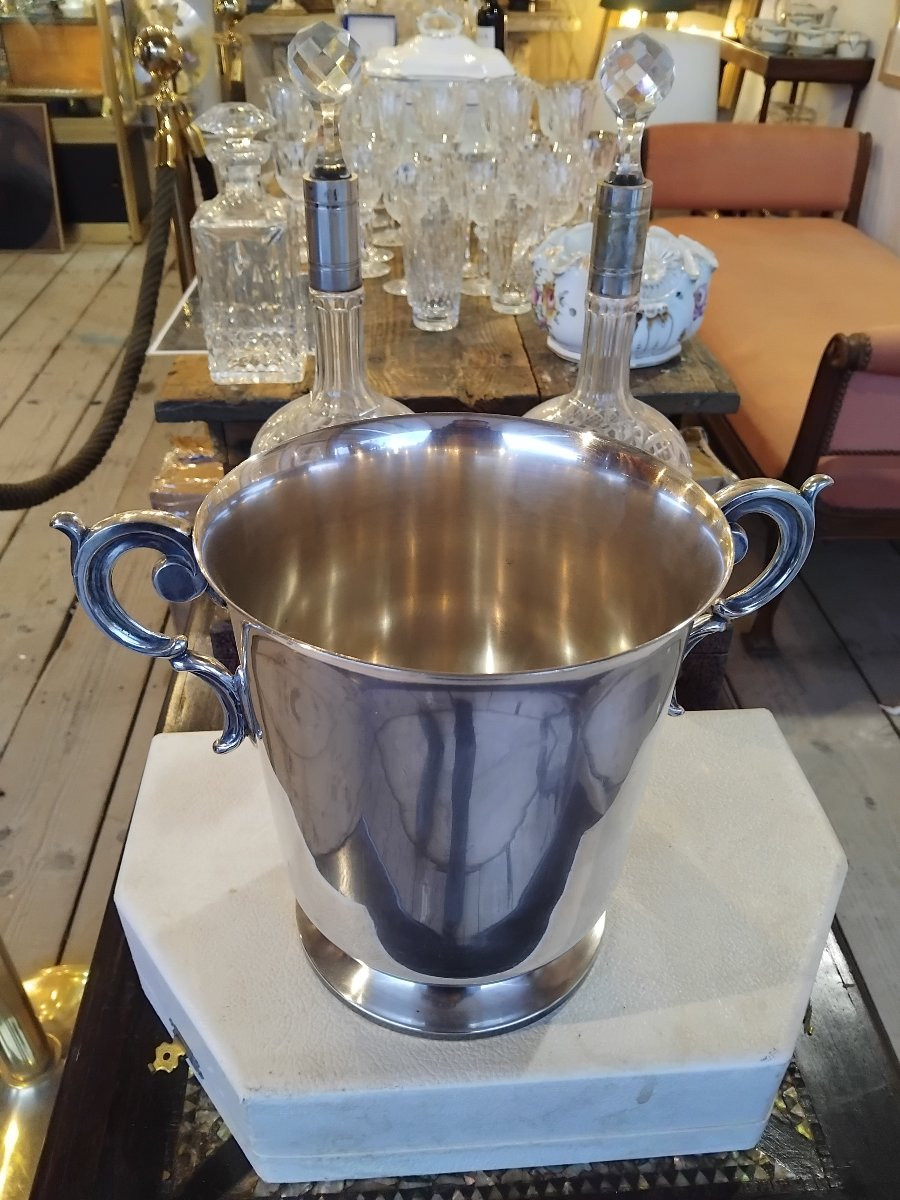 Champagne Bucket - Silver-plated Metal - Reneka Silversmith - Strasbourg - C. 1970-photo-4