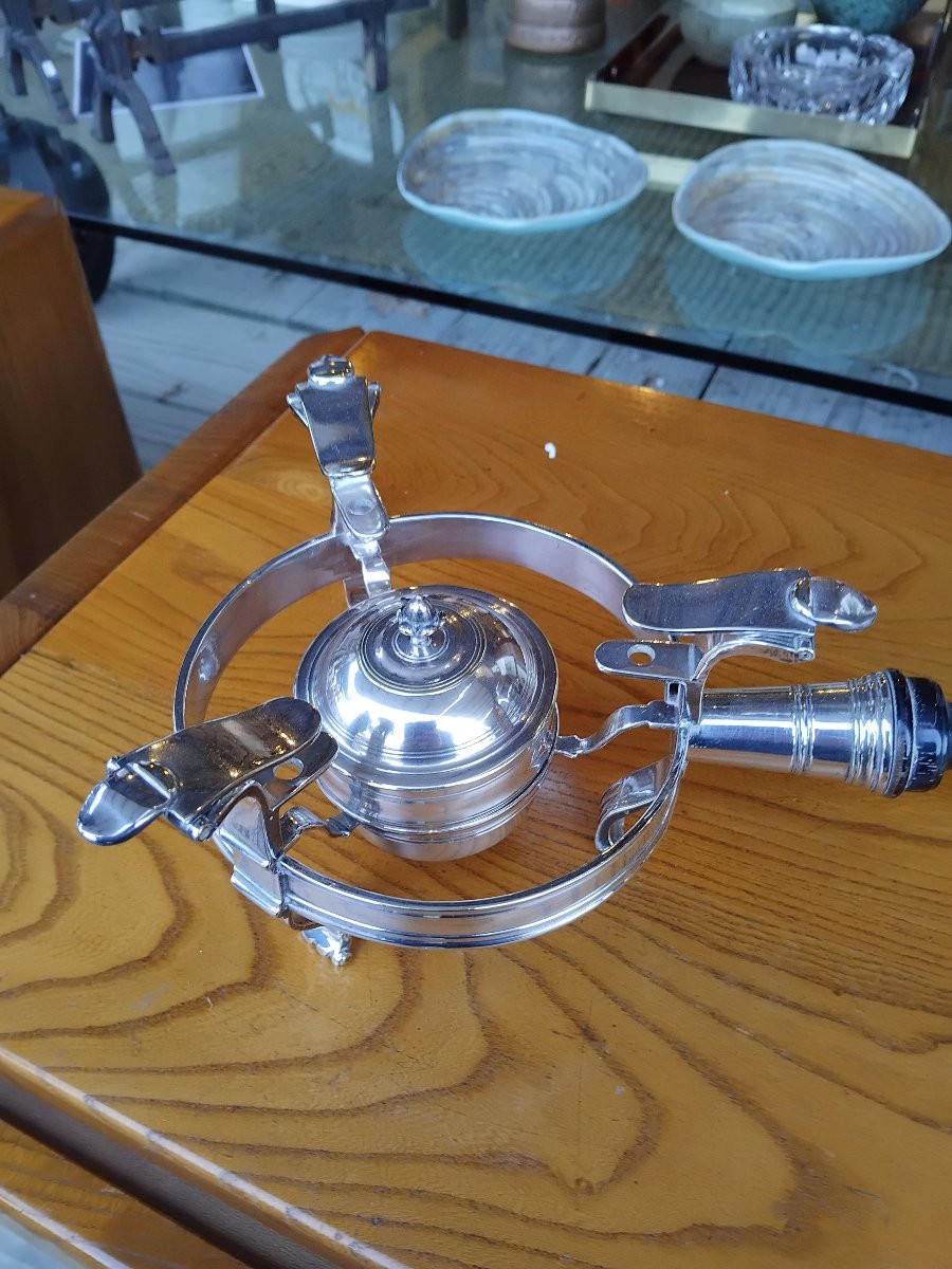 Réchaud de table - Bronze argenté- XVIII e. s.-photo-2