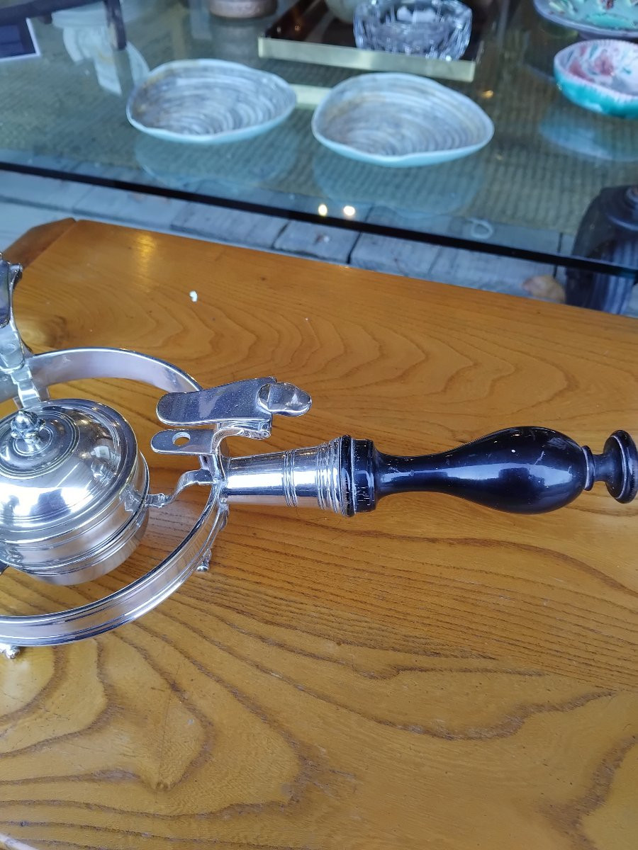 Réchaud de table - Bronze argenté- XVIII e. s.-photo-3