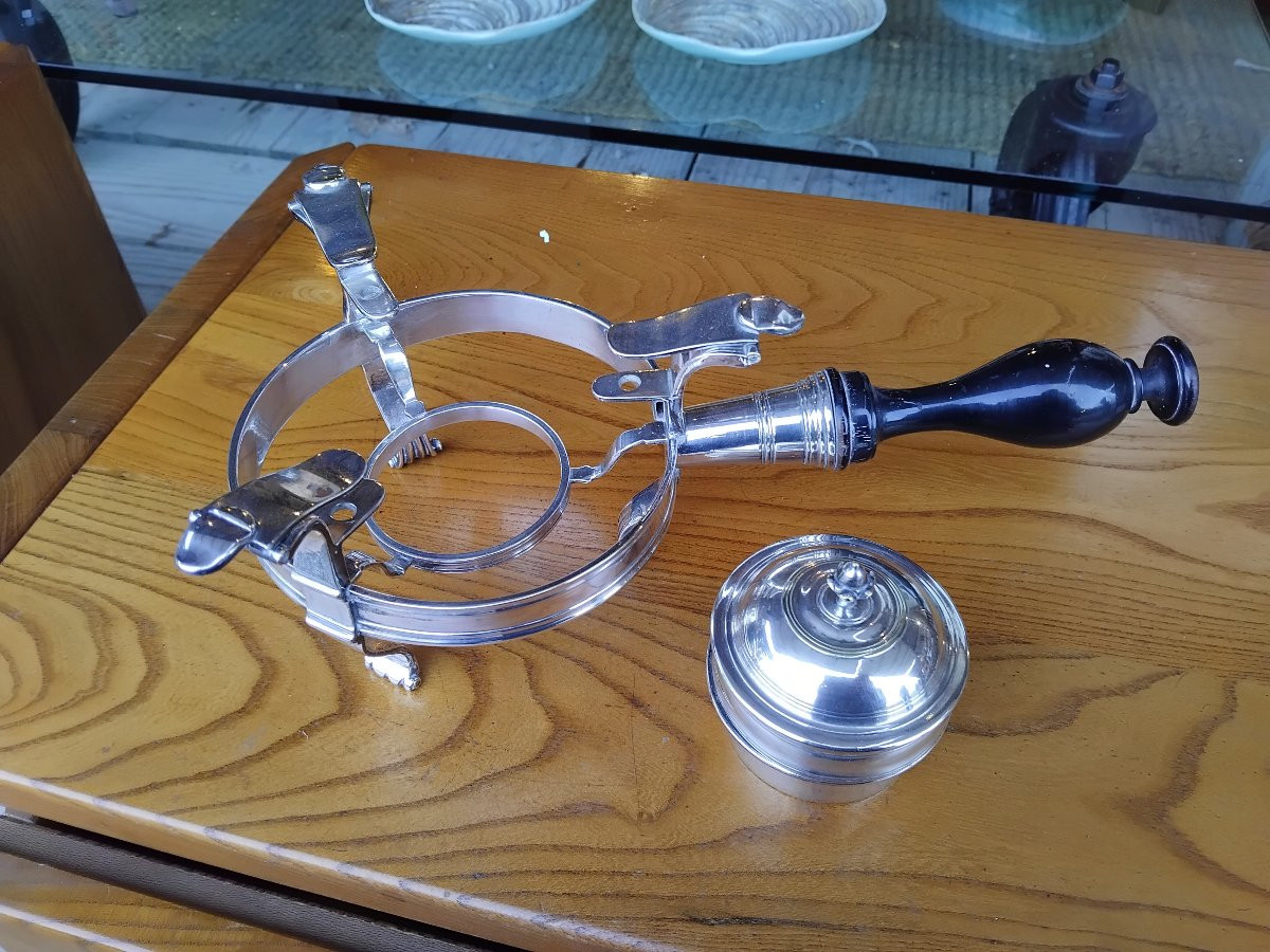 Réchaud de table - Bronze argenté- XVIII e. s.-photo-4