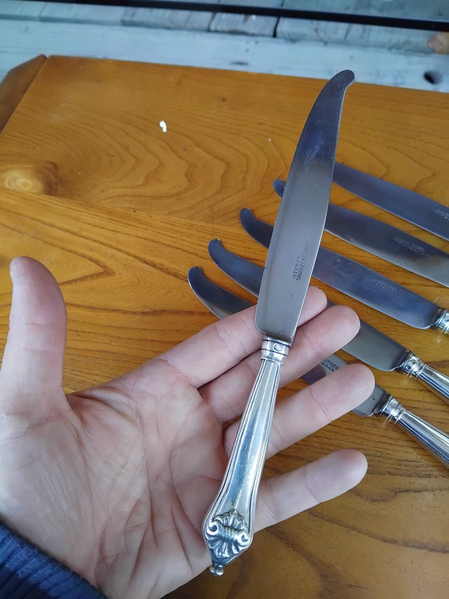 Suite de six couteaux - Argent massif - Cardeilhac -  v. 1880-photo-4