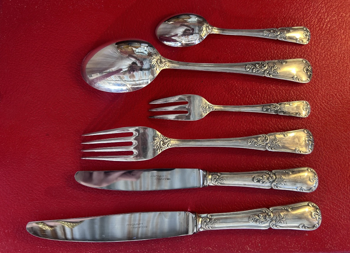 François Frionnet-ménagère - Silver-plated Metal - Louis XV Style - Rocaille Model- XX Th. C.-photo-2