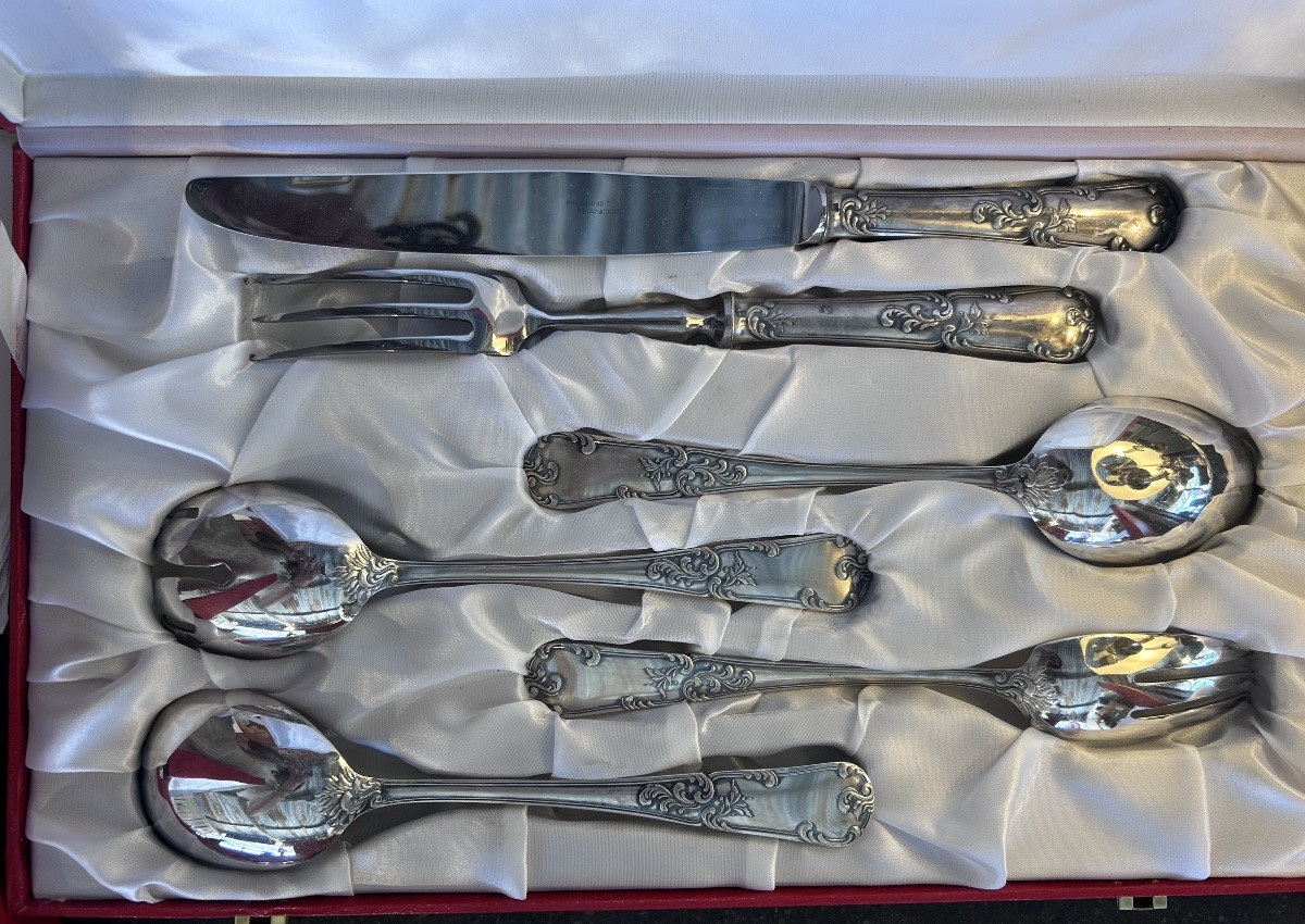 François Frionnet-ménagère - Silver-plated Metal - Louis XV Style - Rocaille Model- XX Th. C.-photo-5
