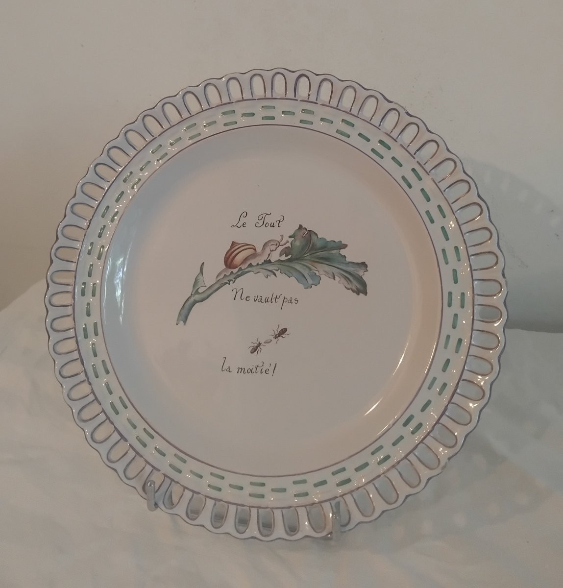 Assiette - Faïence stannifère - Emile Gallé - St Clément- v. 1870 -photo-2