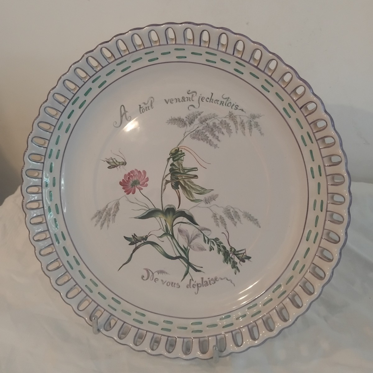 Mounted Plate - Stanniferous Earthenware - Emile Gallé - St Clément- C. 1870