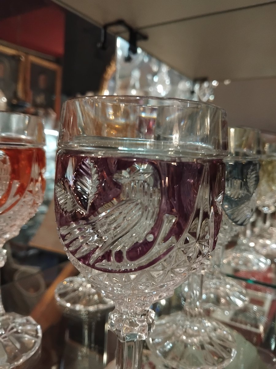 Set Of Six Glasses - Byrdes Cristal - Hofbauer Manufactory - Germany - C. 1970-photo-2
