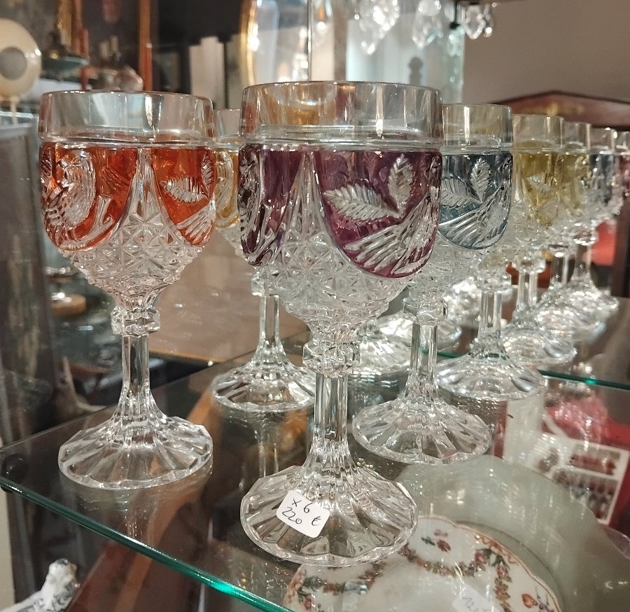 Set Of Six Glasses - Byrdes Cristal - Hofbauer Manufactory - Germany - C. 1970