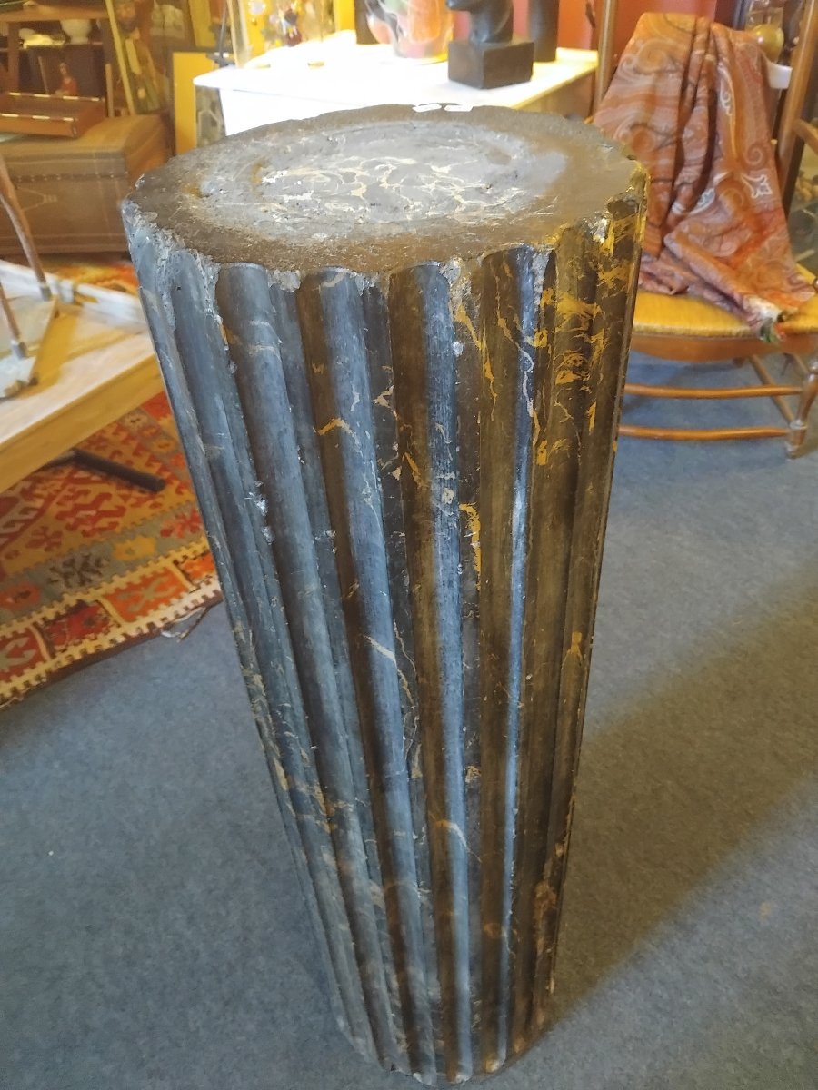 Column - Trompe-l'œil - Portor Marble - Louis XVI Style - C. 1930.-photo-2