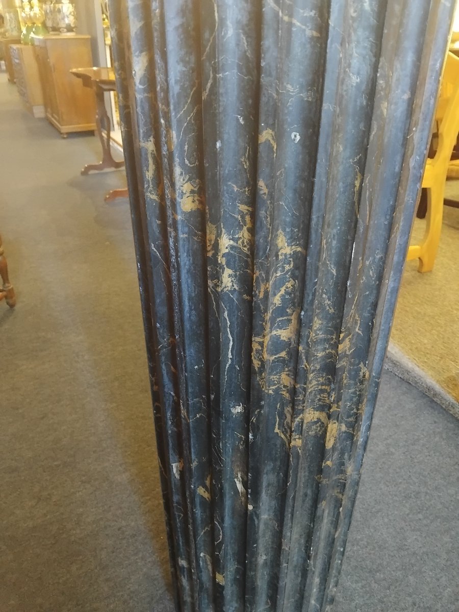 Column - Trompe-l'œil - Portor Marble - Louis XVI Style - C. 1930.-photo-4