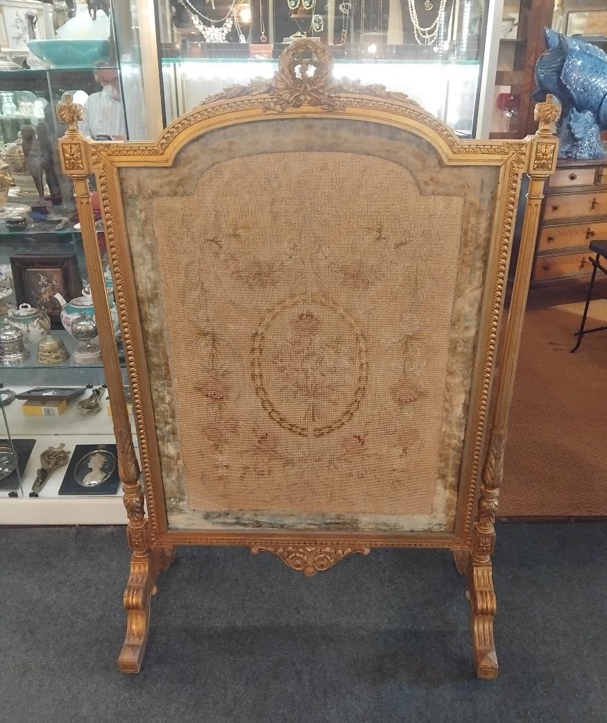 Écran de cheminée  - Bois doré  - Louis XVI - v . 1850