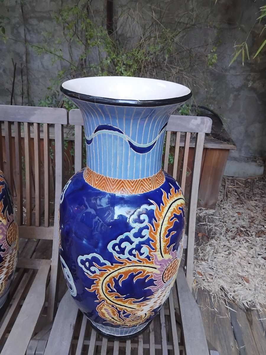 Pair Of Vases—ceramic—indochina—biên Hòa School—c. 1940. -photo-3
