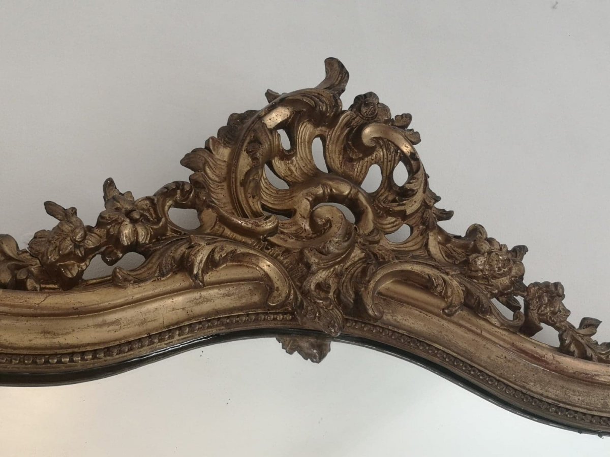 Miroir En Bois Doré- Louis XV- XIX E S.-photo-3