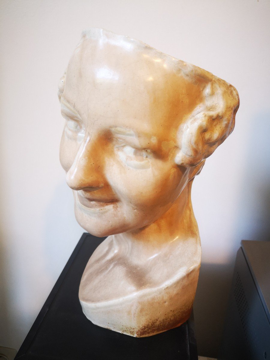Buste Féminin -tête à Chapeau- Céramique- Vers 1930.-photo-2