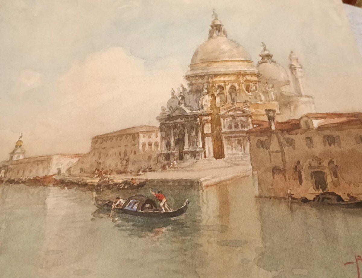 Dessin - Aquarelle- Veduta- Venise- E. Brugnoli (1859-1944)-photo-4