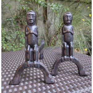 Pair Of Andirons - Bronze - Anton Prinner - C. 1930.