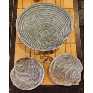 Suite Of Three Dishes - Dominique Guillot - Vallauris - C. 1970.