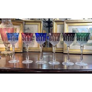 Suite de six  verres-  Roemer - Cristal de Lorraine - vers 1970.