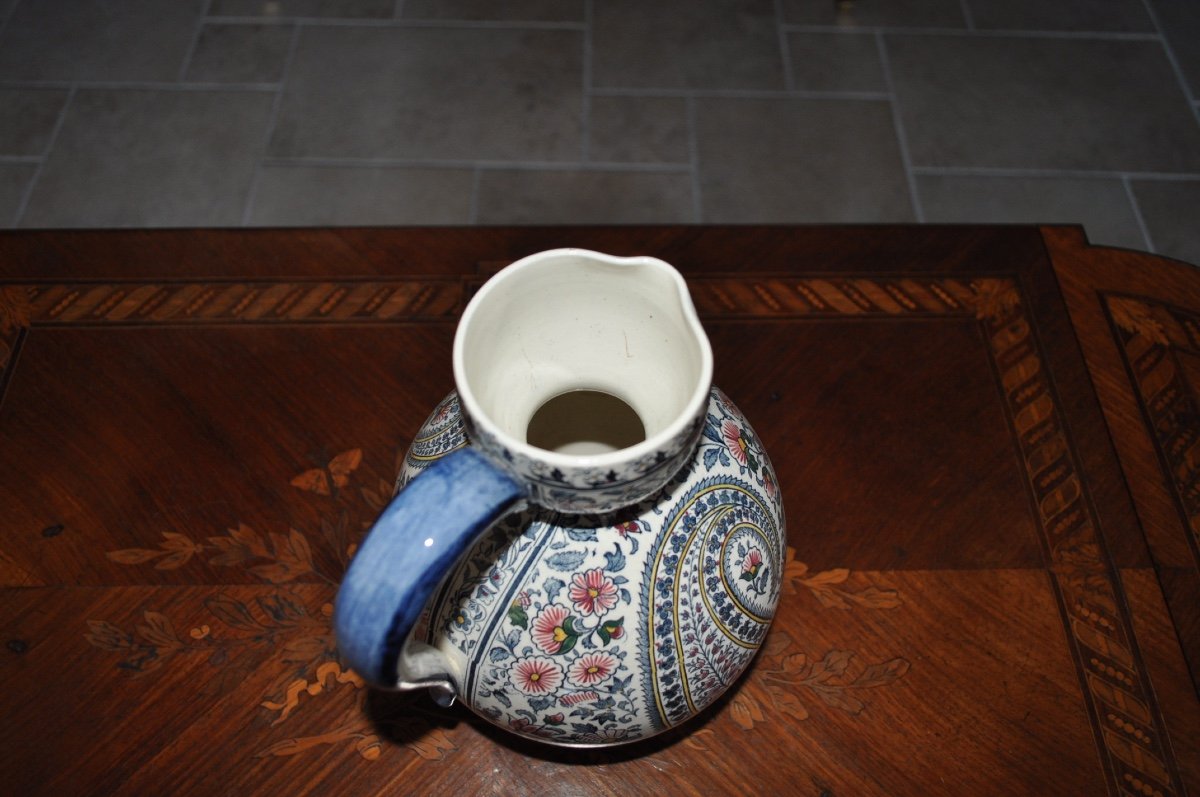 Cider Pitcher In Gien Earthenware Paisley Pattern Decor-photo-2