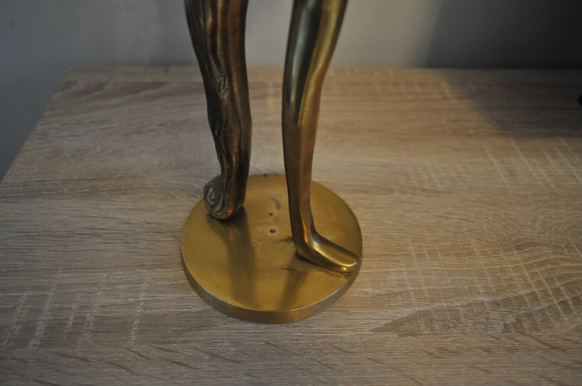 Sculpture Statuette En Bronze " Femme Nue à La Grande Chevelure " Année 60 - 70-photo-3