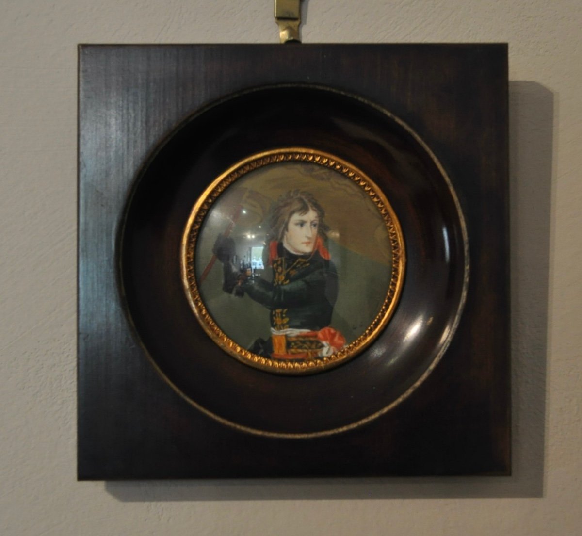 Bonaparte At Pont d'Arcole Framed Miniature Painting Portrait Of Napoleon Monogram "ls"-photo-2