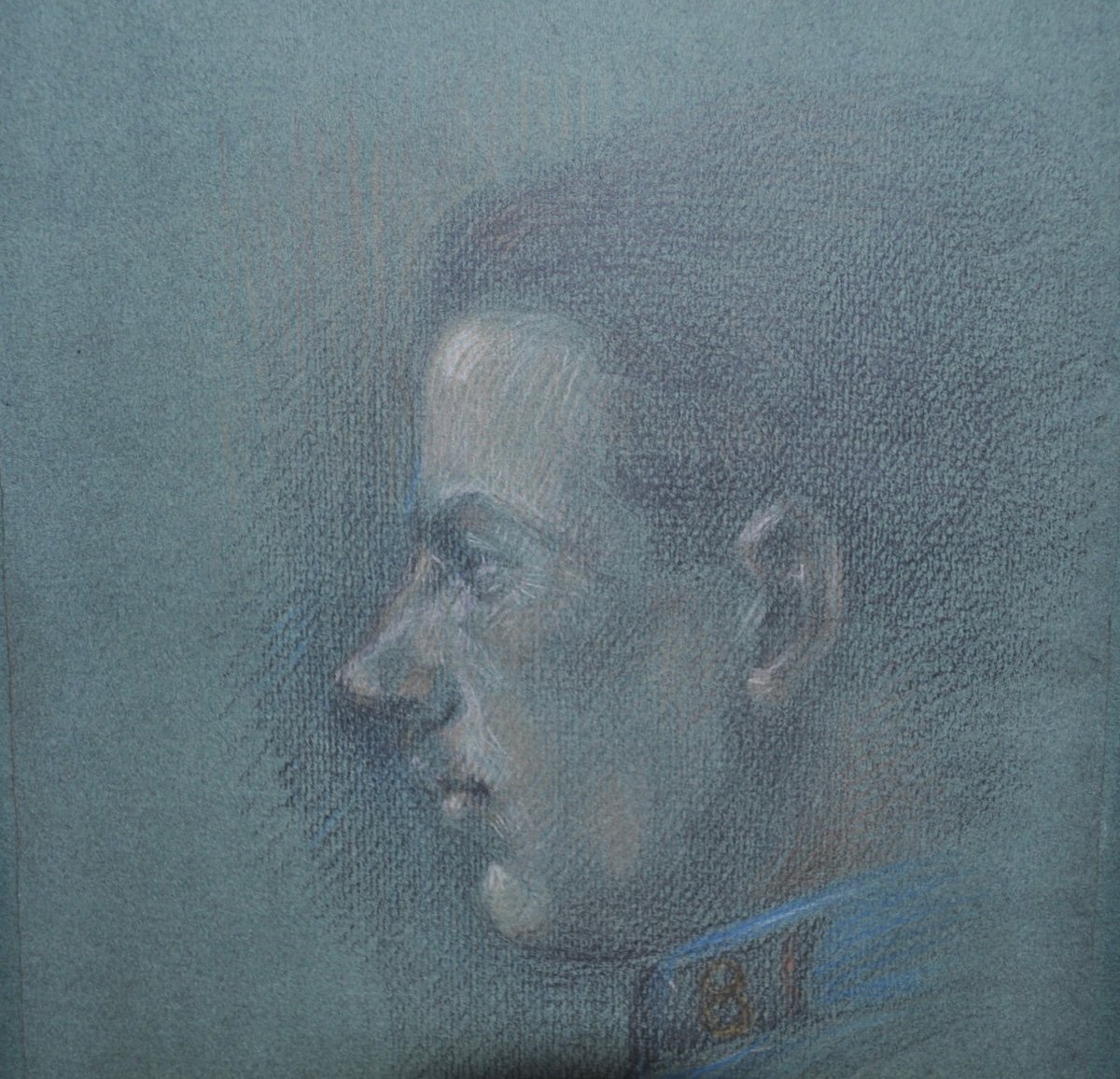 Pastel Or Pencil Drawing Portrait Of Military Dated 1922 Souvenir Du Cirlt-photo-2
