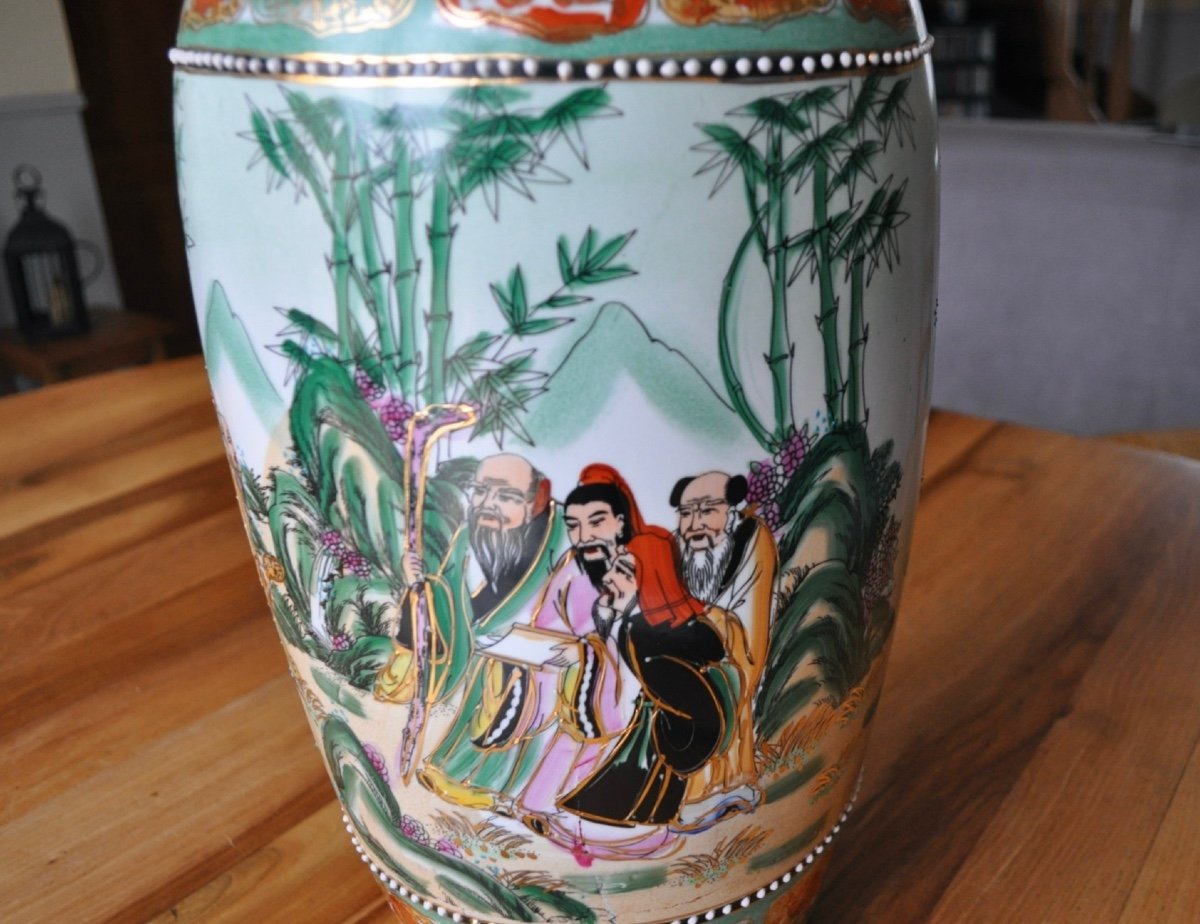 Large Old Chinese Porcelain Vase 61 Cm Vintage Chinese Object Of Art Late 19th Early 20th-photo-3