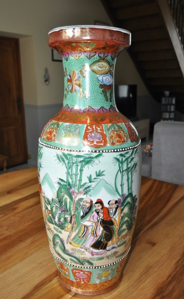 Grand Vase ancien En Porcelaine De Chine 61 Cm Objet d'Art Chinois d'époque Fin 19ème Début 20-photo-1