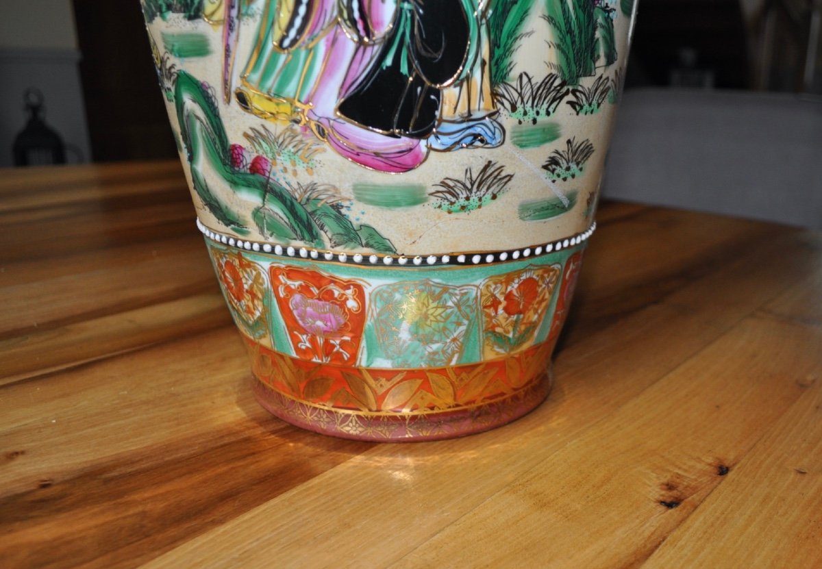 Grand Vase ancien En Porcelaine De Chine 61 Cm Objet d'Art Chinois d'époque Fin 19ème Début 20-photo-3