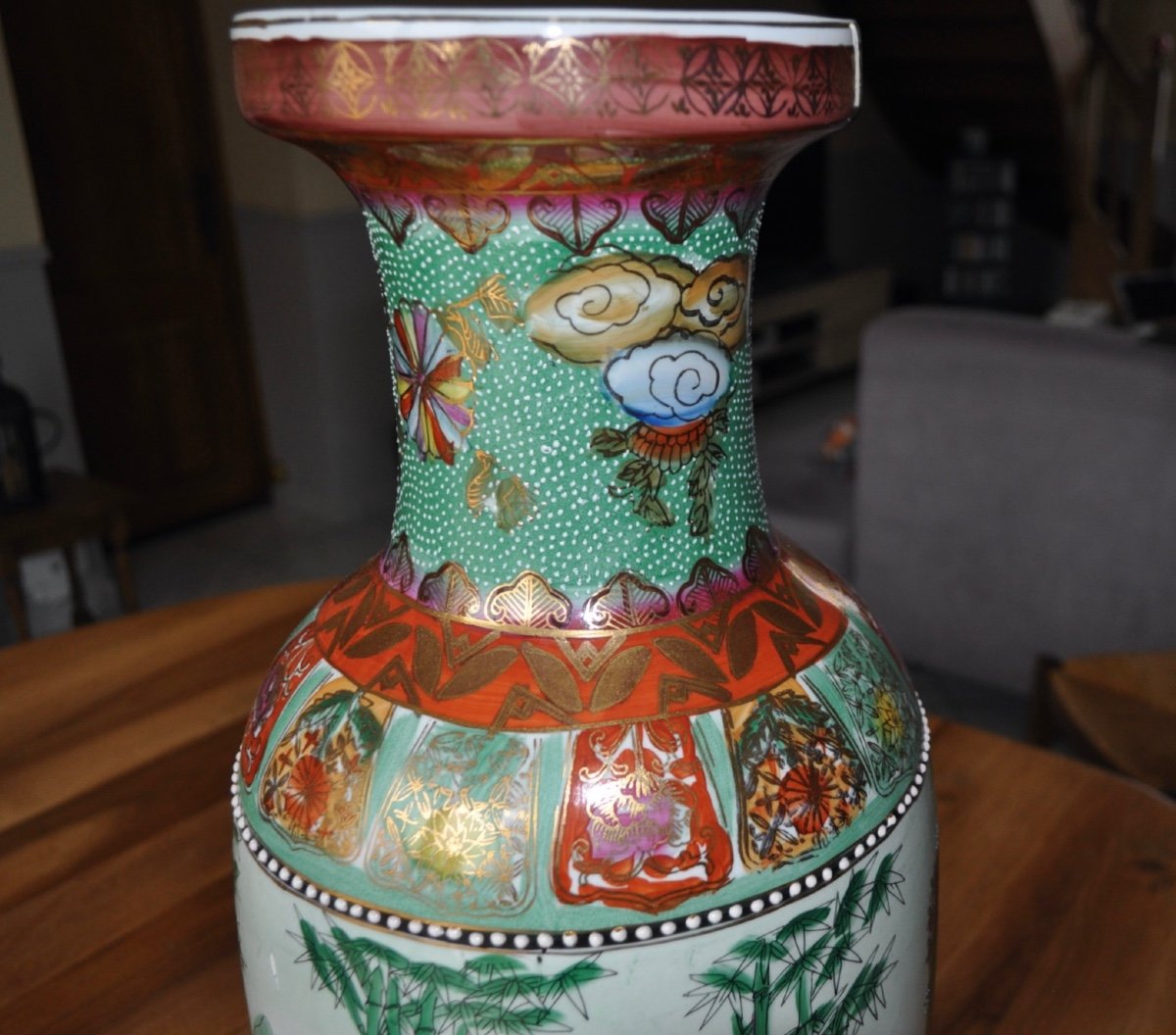 Grand Vase ancien En Porcelaine De Chine 61 Cm Objet d'Art Chinois d'époque Fin 19ème Début 20-photo-4