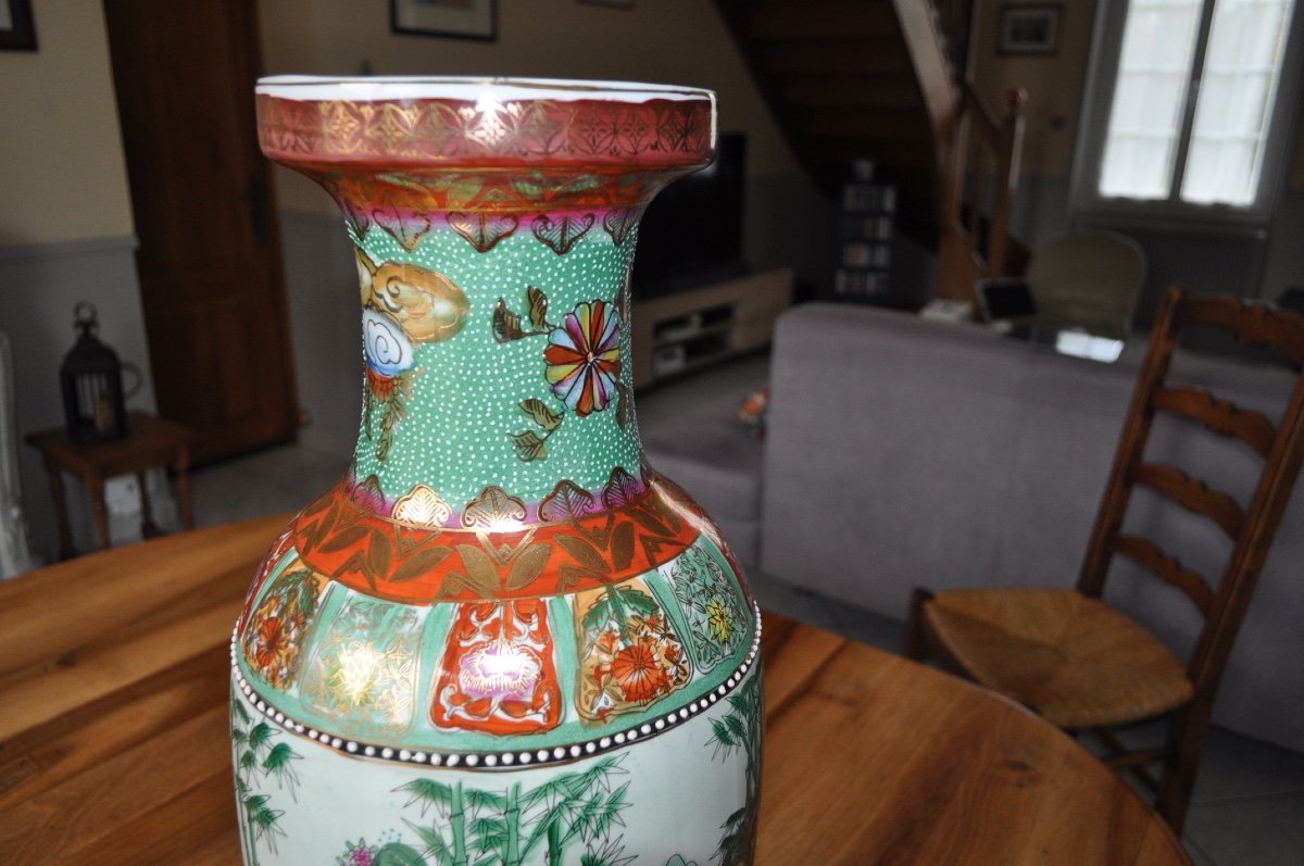 Grand Vase ancien En Porcelaine De Chine 61 Cm Objet d'Art Chinois d'époque Fin 19ème Début 20-photo-5