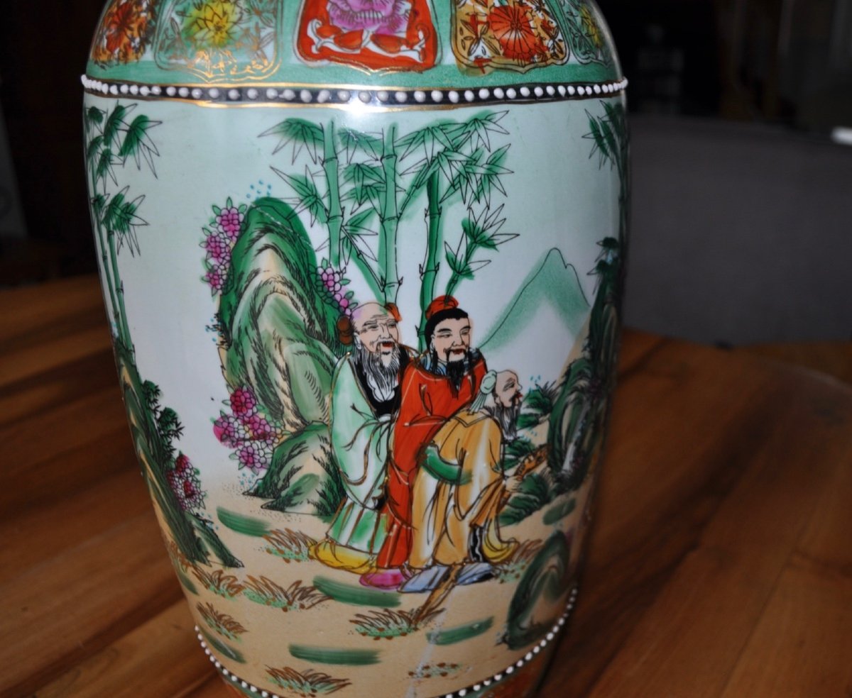 Grand Vase ancien En Porcelaine De Chine 61 Cm Objet d'Art Chinois d'époque Fin 19ème Début 20-photo-6