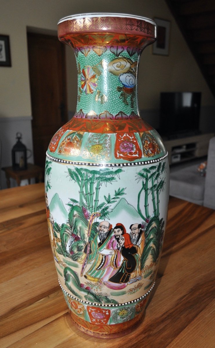 Large Old Chinese Porcelain Vase 61 Cm Vintage Chinese Object Of Art Late 19th Early 20th