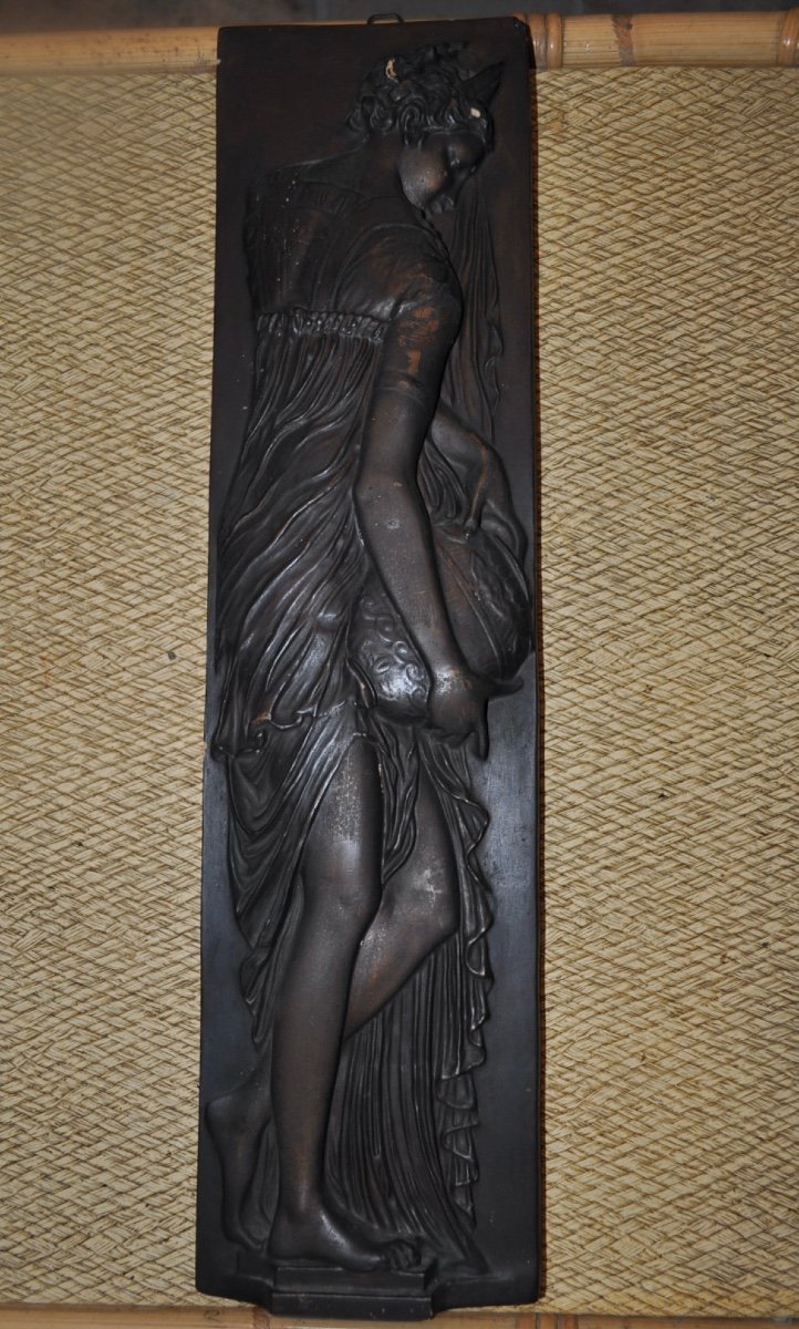 Plaster Sculpture Bronze Patina Of 4 Naiads After Jean Goujon Nymph Bas Relief Plaque-photo-2