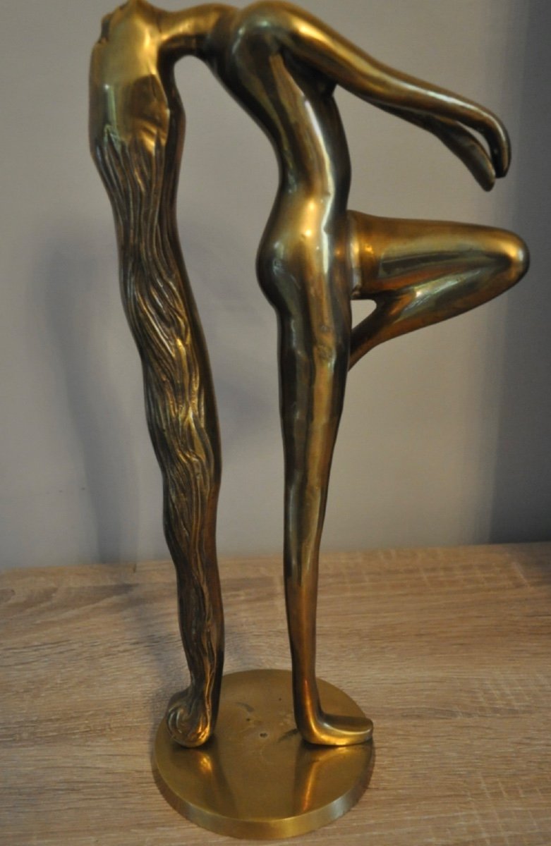 Sculpture Statuette En Bronze " Femme Nue à La Grande Chevelure " Année 60 - 70